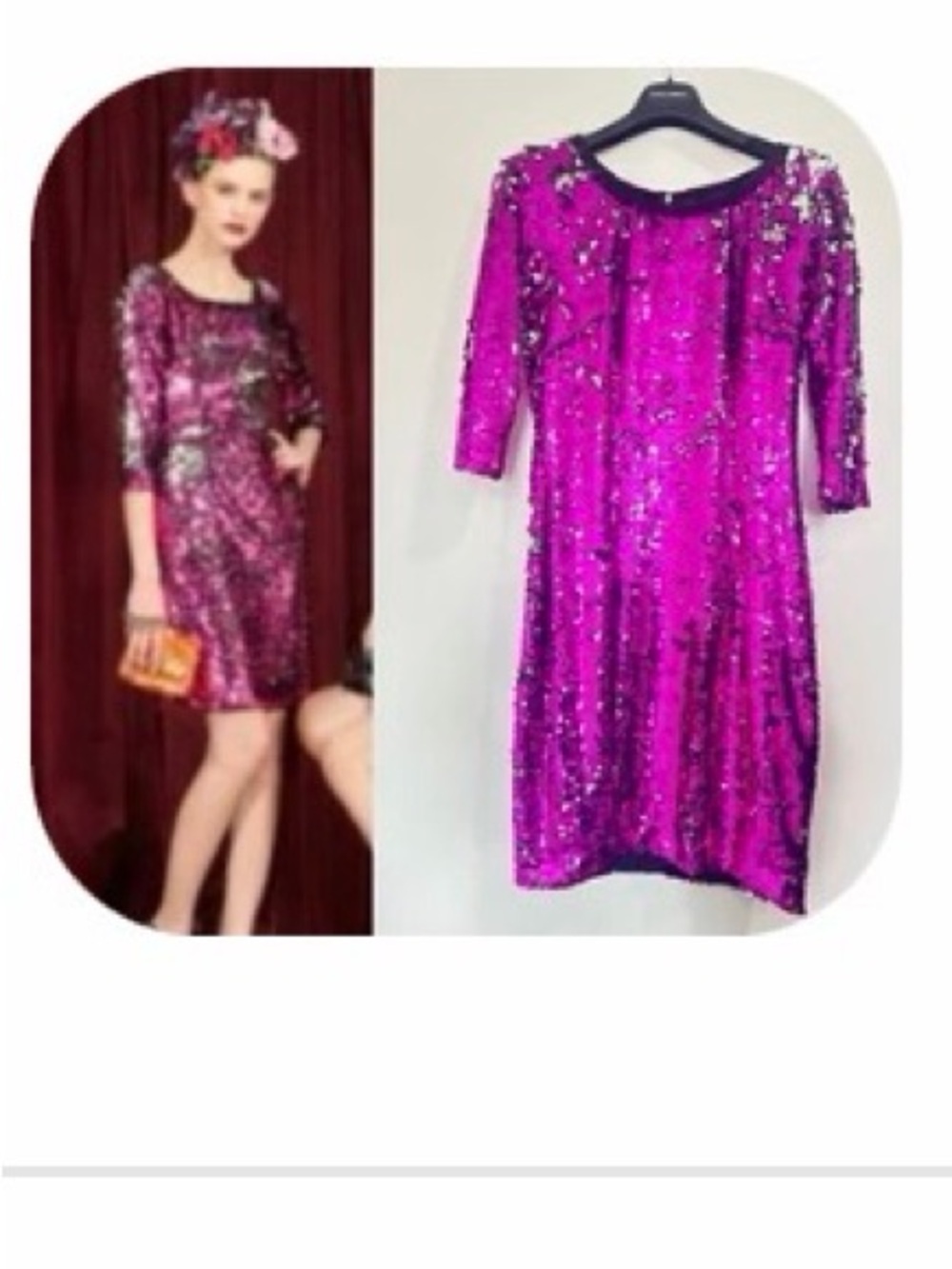 Dolce & Gabbana Metallic Fuchsia Floral Sheath Mini Dress (IT 46)